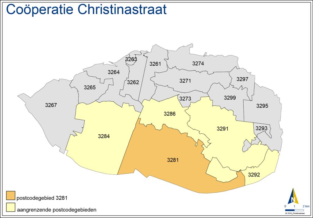 Voor de coöperatie Christinastraat geldt dat de inwoners van de volgende postcodes kunnen deelnemen: 3281, 3284, 3286, 3291 en 3292.