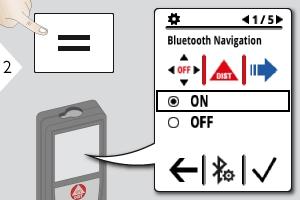 Instellingen Bluetooth instellingen Na activeren in de meetmodus kan de cursor van de computer worden bestuurd via de pijltoetsen.