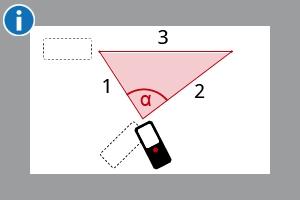 Bediening Ruimte hoek De hoek wordt berekend volgens de cosinusregel met 3 bekende zijden van een driehoek.