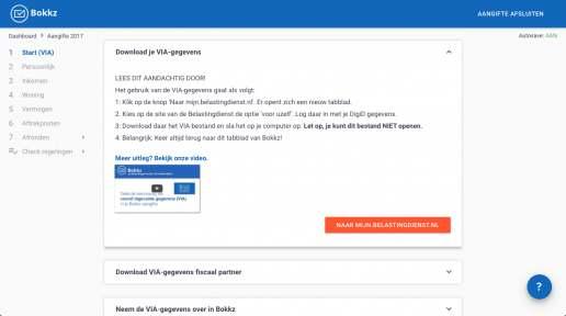 Stap 2. Klik in het volgende onderdeel van je Bokkz-aangifte op 'naar mijn.belastingdienst.nl'. Klik in je Bokkz-aangifte op het VIA-scherm op 'naar mijn.belastingdienst.nl'. Er opent zich dan een nieuw tabblad van je browser.