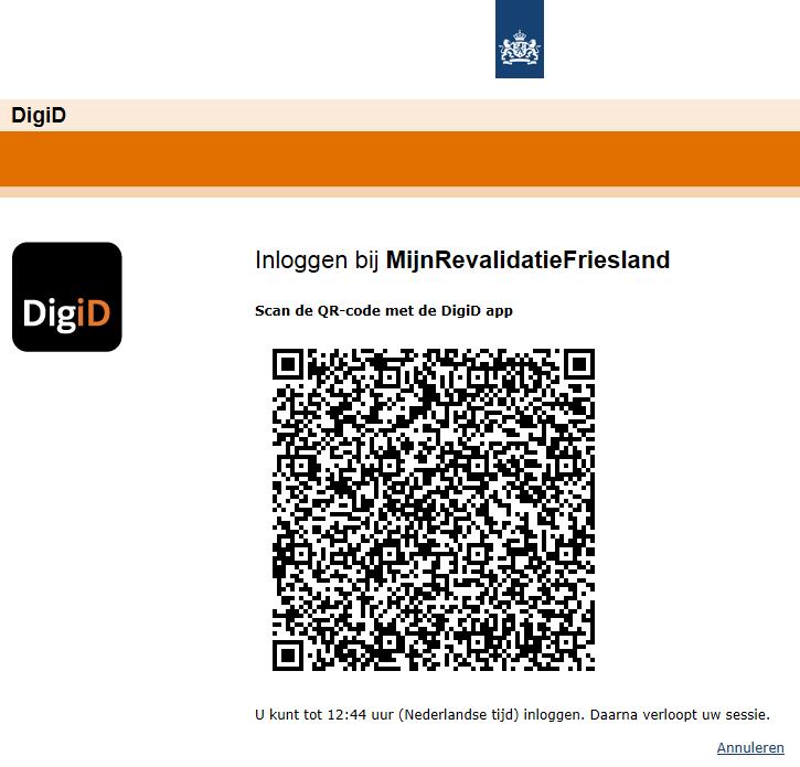 Met de DigiD app kunt u eenvoudig en veilig inloggen zonder sms. Kiest u voor inloggen met de DigiD app, vul dan uw DigiD gebruikersnaam in en scan de QR-code met de DigiD app.