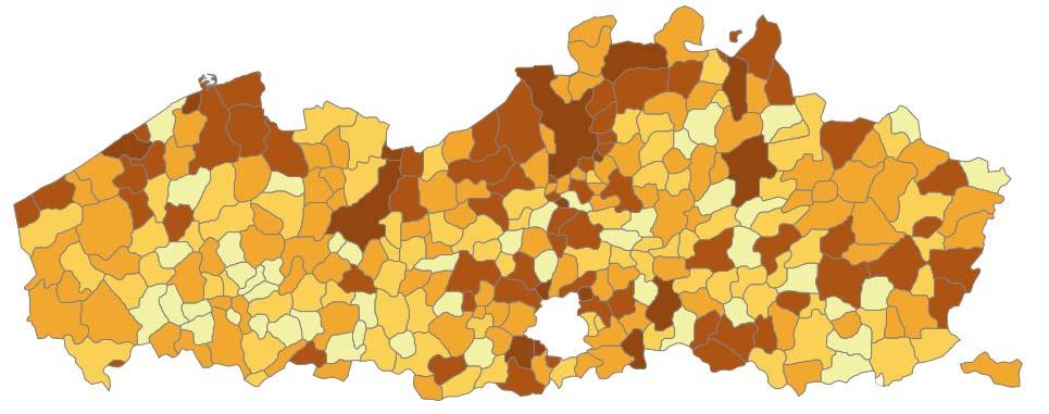 Grote tevredenheid over de woning (88%) Tevredenheid buurt (79%) > tevredenheid gemeente (76%) Grotere verschillen tussen gemeenten bij tevredenheid over gemeente 1 9 88 96 9 9 8