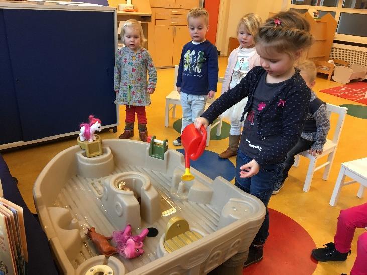 Ook hebben we met de kinderen een boot gebouwd van blokken. De kinderen en de juffen waren de dieren en we gingen in de boot.