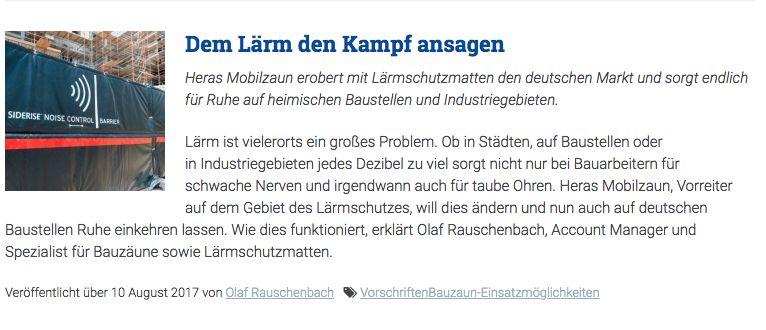3. De beste Duitse marketingmix Public Relations voor Heras: 'Lärmschutzmatten' als nicheproduct met een hoge