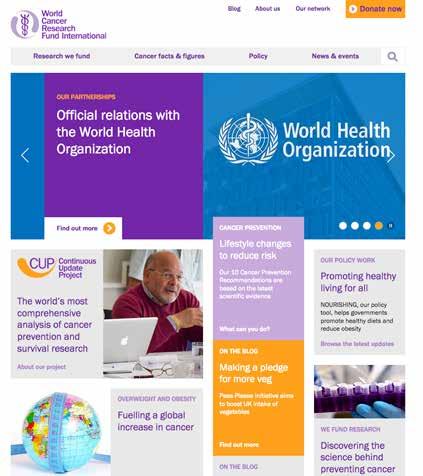 6.1 Wereldwijde samenwerking Het WCRF netwerk is een wereldwijd samenwerkingsverband van charitatieve organisaties die zich richten op voeding en leefstijl in relatie tot kanker.