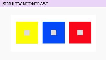 Veel schilderijen, die met complementair-contrast geschilderd zijn, tonen behalve de complementair kontrasterende kleuren ook hun mengtonen om het verband en hun evenwicht te bewerkstelligen.