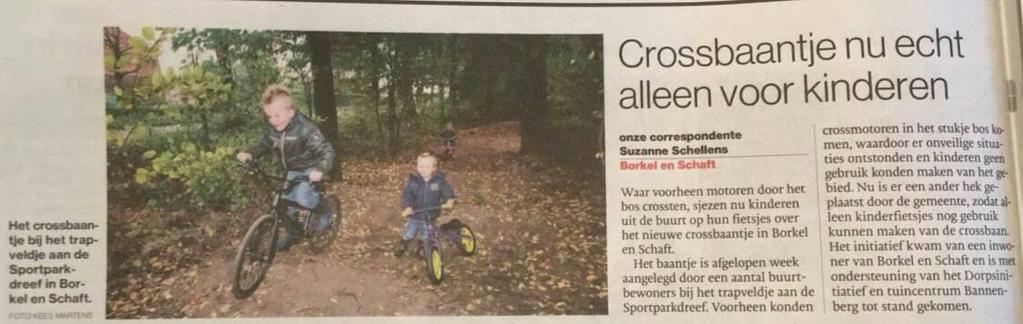 Crossen, op de fiets Bij het trapveldje aan de Sportparkdreef hebben enthousiaste ouders met een