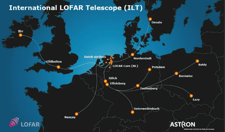 International LOFAR Telescope (ILT) Met het opleveren van het dertiende internationale LOFAR station aan het Ierse I-LOFAR consortium is deze radiotelescoop nog groter geworden.