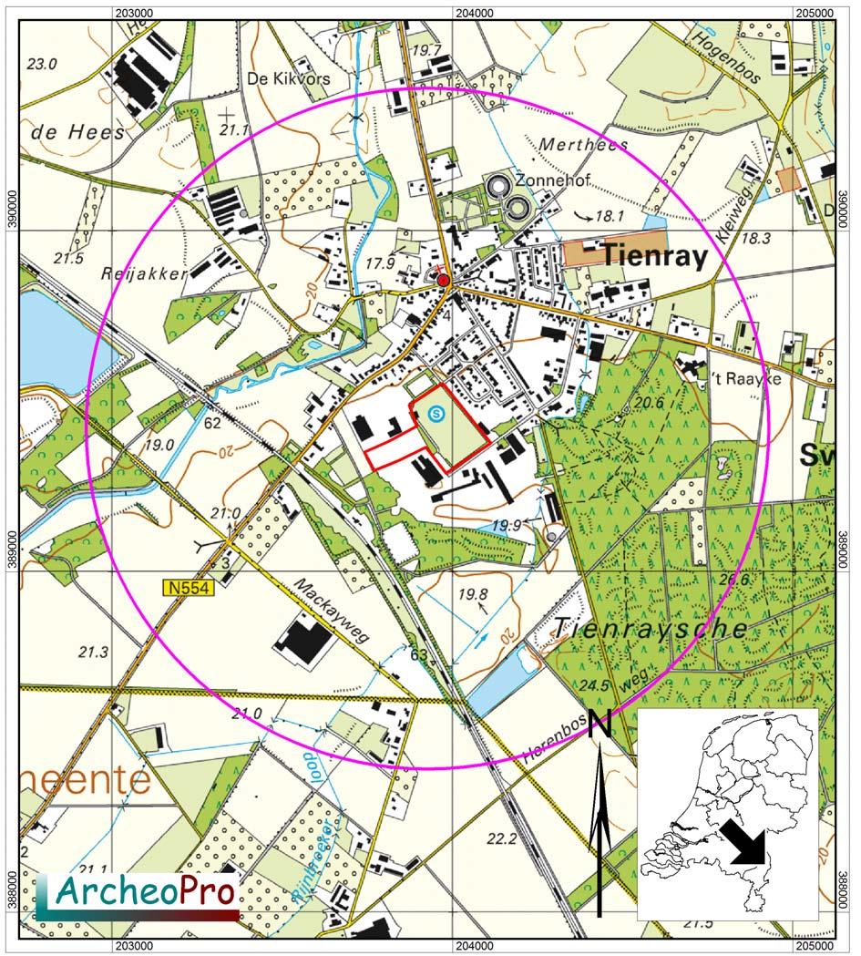 Archeologische onderzoek Kern Tienray, Horst aan de Maas ArcheoPro Rapport, 11013, Pagina 6 Het onderzoek is uitgevoerd door drs. R.P. Exaltus (senior-archeoloog), drs. T. Deville (KNA-archeoloog), ing.