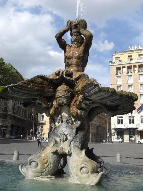 Barberini, midden op de Piazza Barberini, staat de Tritonfontein, alweer een meesterwerk van Bernini het