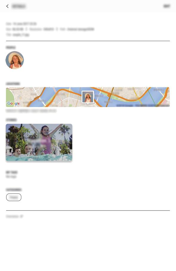 Apps en functies De details van afbeeldingen en video's weergeven U kunt bestandsdetails zoals mensen, locatie en basisinformatie weergeven.