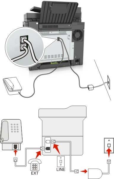 Faxen 98 LET OP: GEVAAR VOOR ELEKTRISCHE SCHOKKEN: Gebruik de faxfunctie niet tijdens onweer om het risico van elektrische schokken te voorkomen.