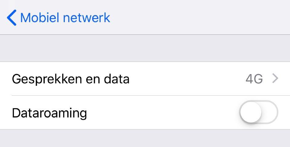 #10 DATAROAMING UITZETTEN OP EEN IPHONE EN IPAD Ga naar Instellingen > Mobiel netwerk of Mobiele data > Tik op Opties mobiele data > Deactiveer Dataroaming door de groene knop