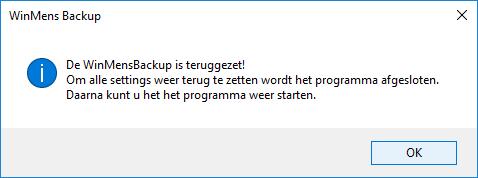 Zodra de back-up is teruggezet krijgt u hier een pop-up melding van.