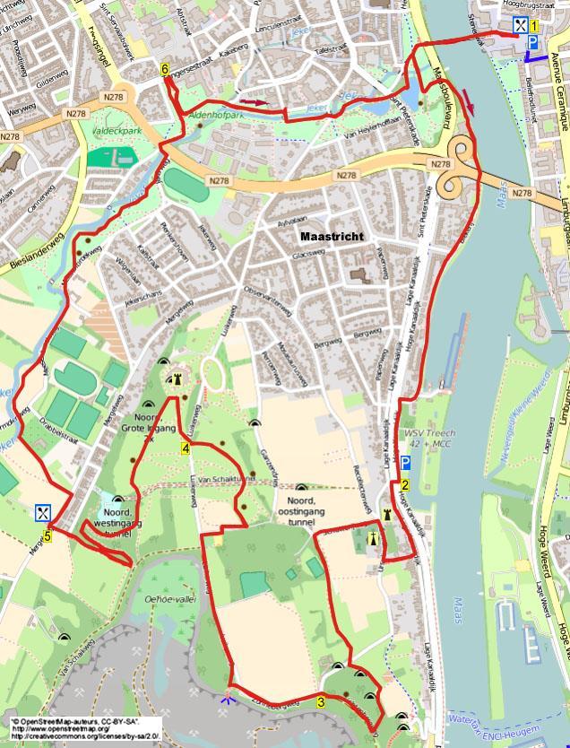 933. MAASTRICHT 10,3km www.wandelgidszuidlimburg.com Startpunt: Coffeelovers, Ruiterij 2, Maastricht. (Dagelijks geopend). (De zaak ligt aan het autovrije Plein 1992.