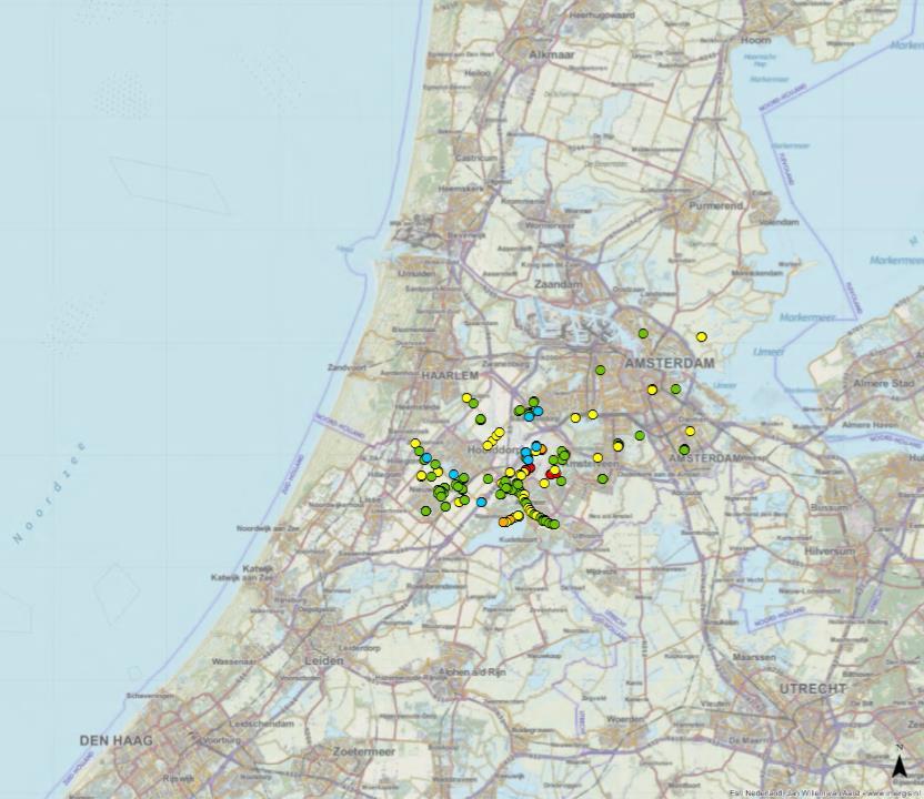 3 Resultaten en discussie De data uit de database zijn geplot op kaarten en er heeft analyse van de data plaatsgevonden. De resultaten zijn weergeven in onderstaande paragrafen. 3.