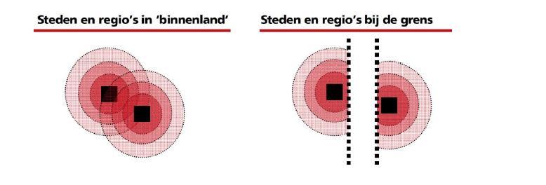 Figuur 6: Stedelijke dichtheid van Zuid-Limburg: Heerlen, Sittard-Geleen en Maastricht Verwacht mag worden zoals in Figuur 7 weergegeven dat de
