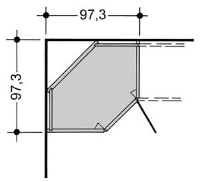 Er kan slechts een basiselement per kast toegepast worden. Bij aanbouw van verdere elementen wordt de rechter buitenzijde aan het eind geplaatst.