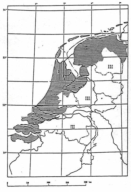 Rapportcode: 7.097w Datum: 4 oktober 2007 Pagina: 18/18 Bijlage 3 NEN 2778, Windsnelheidsgebieden. Verdeling van Nederland in 3 gebieden ten aanzien van de te hanteren stuwdruk.