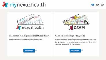 RAADPLEEG UW DOSSIER VIA DE MYNEXUZHEALTH-WEBSITE Surf met uw computer of tablet naar www.mynexuzhealth.be.