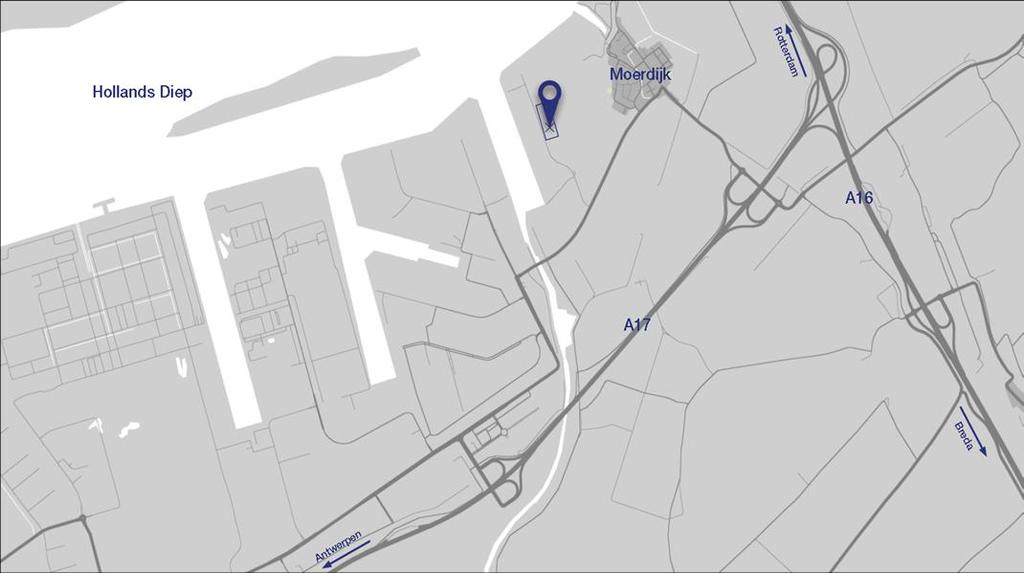 Moerdijk ligt op een knooppunt van snelwegen. Het heeft directe aansluitingen op de A16 (Antwerpen-Breda-Rotterdam), A59 en A17 (Moerdijk-Roosendaal-Antwerpen).