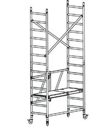 Monteer vervolgens 4 stabilisatoren op de hoekpunten van de steiger onder een hoek van ongeveer 120 met de lengteas van de steiger.