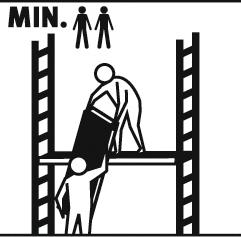 Beklim de steiger nooit aan de buitenzijde en ga nooit op de schoren staan. Verhoog nooit het werkplatform door het plaatsen van ladders, kisten, e.d. figuur 1.