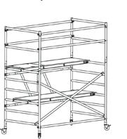 FR 5. Placez une plate-forme à trappe sur le 6ème échelon du cadre de base. EN 1004-3-8/12-XXXD 6. Déplacez également la plate-forme inférieure sans trappe sur le plus haut niveau.