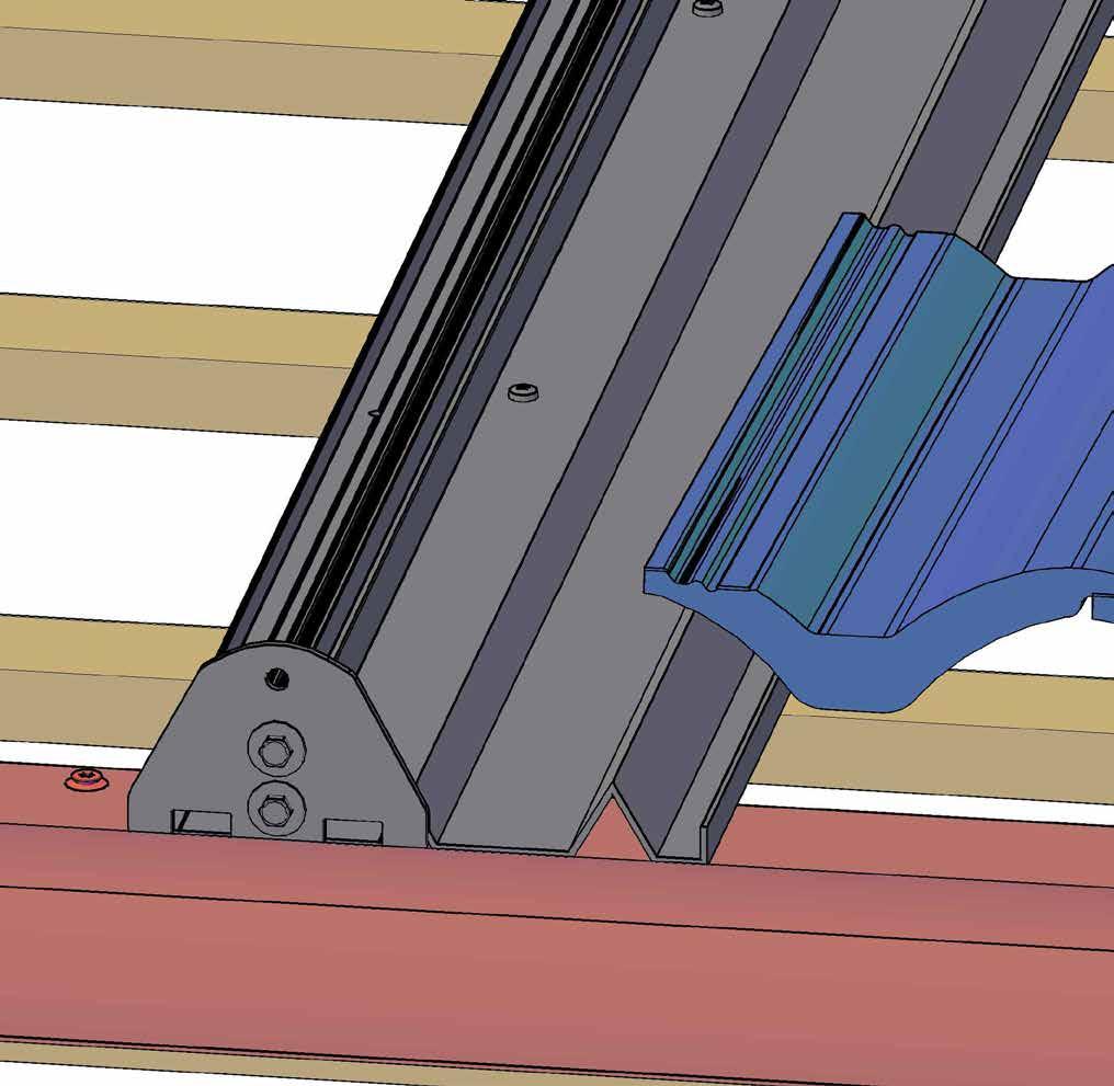 Positionering controleren Plaats enkele dakpannen om te controleren of de dakpan correct in zijgoot BI-ZGT valt. De dakpan moet goed op de panlat rusten.
