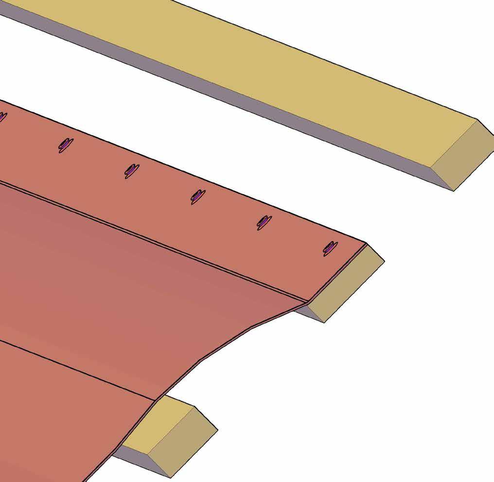 Ribbelband plaatsen BRSCHROEF5X30R Bij een dakpan overgang aan de onderzijde van het indaksysteem, plaatst u eerst een houten lat 18x70.
