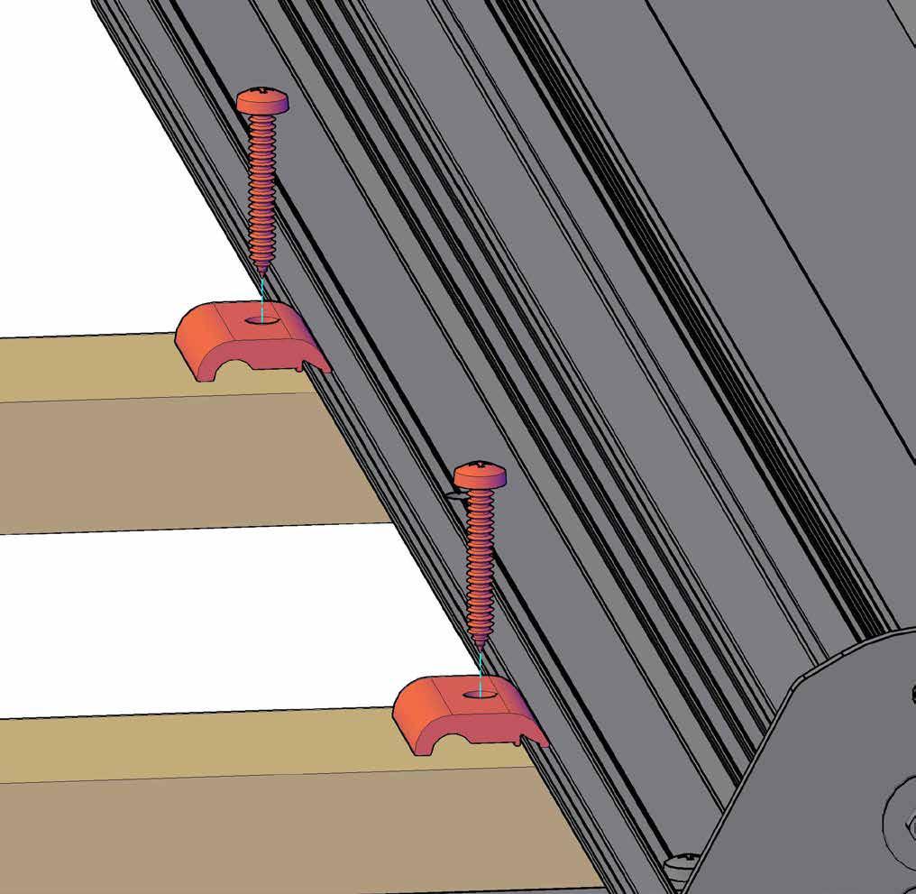 Schuifplaatjes monteren Dekroede BI-BAR is rond het midden voorzien van boorgaten. Naar boven en onder wordt de roede vastgezet met schuifplaatjes (4x per roeden < 3 meter, 8x per roeden > 3 meter).