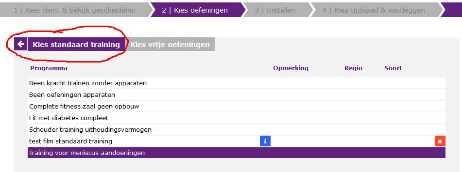 3. Schema maken Om een trainingsschema te maken, kiest u voor een nieuw trainingschema. Dit doet u door te klikken op het groene icoontje rechtsonder in het profiel van een cliënt.