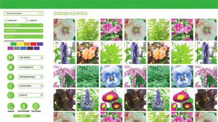 Productkwaliteit 15 Afb. 1.12 App met assortimentsinformatie over bloemen en planten op de Startpagina Bloem, groen en styling van het Ontwikkelcentrum.