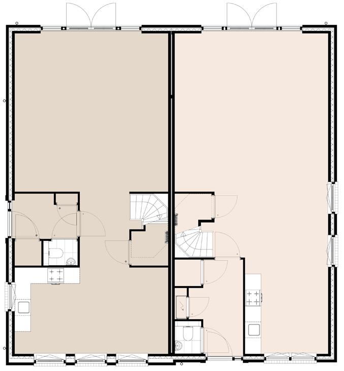 zolder - Diverse optionele indelingsmogelijkheden en uitbreidingsopties - 2,60m hoge plafonds - Vloerverwarming op de begane grond en 1e verdieping - nkerloze spouwmuren - Losse berging in achtertuin