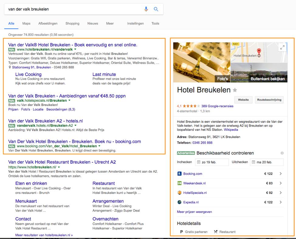 6 Search advertising Toelichting: Tekst advertenties Hotel