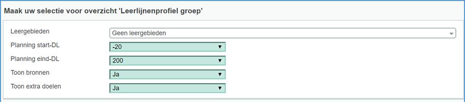 Vanuit ParnasSys kunnen diverse overzichten worden afgedrukt. Hieronder twee relevante voorbeelden: het overzicht leerlijnenprofiel groep en het overzicht werkplannen groep. a. Overzicht leerlijnenprofiel groep In het overzicht leerlijnenprofiel groep kun je per leerlijn de voortgang van de leerlingen van je groep zien.