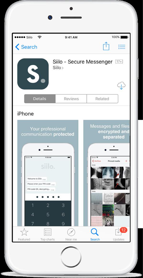 Installatie Overzicht 1 Download de Siilo Messenger vanuit de App store 2 Doorloop de registratie 3 4 Geef toestemming om