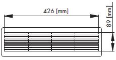 OPTIES: Ventilatie: K1 ventilatie rooster 426mm (br) x 89mm(h) Standaard gemonteerd in bodempaneel.