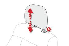 Ergonomie en comfort Hoogte van de hoofdsteun Stoelverwarming F Trek de hoofdsteun omhoog om hem hoger te zetten. F Druk op de pal A en trek de hoofdsteun omhoog om hem te verwijderen.