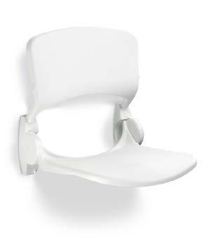 Douchezittingen Compacte douchezitting Compact shower seat Corian zitting, opklapbaar zitbreedte 265 mm zitdiepte 330 mm geschikt voor gebruikers tot 150 kg