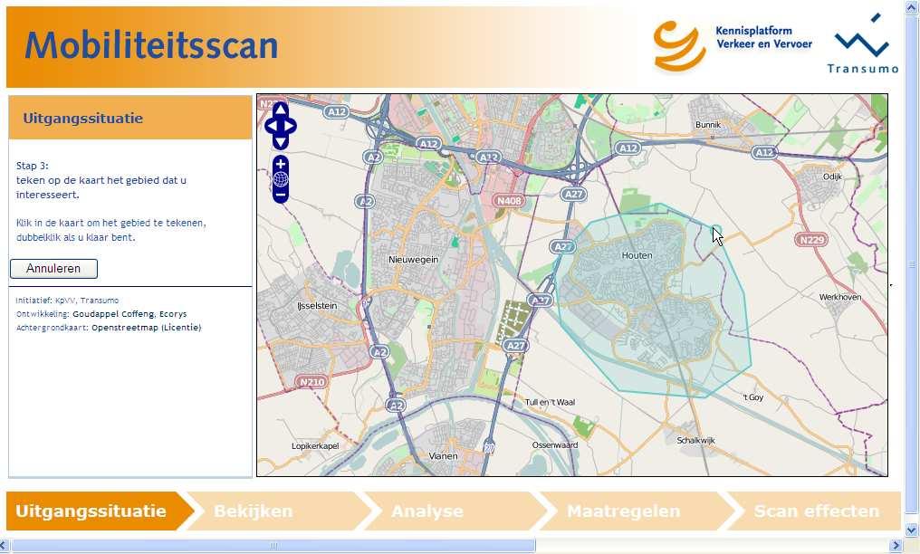 2 Wat is de mobiliteitsscan 2.1 Opzet en toepassingen De kern van de mobiliteitsscan is eenvoudig verkeersmodel, geschikt voor de beoogde indicatieve berekeningen.