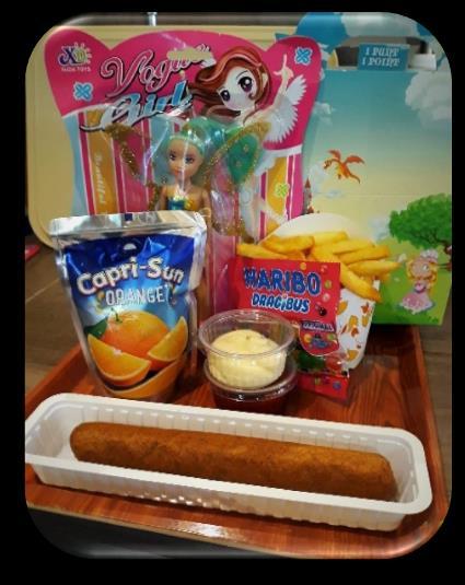 Kinder menu s (tot 12 jaar) Kidsbox jongen / meisje (baby frietje, frikandel, mini cola/capri-sun/water,
