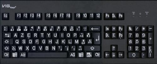 Toetsenborden VIG Keys - Vargian Toetsenbord met grote letters: in dubbele grootte Hoog contrast: zwart toetsenbord met