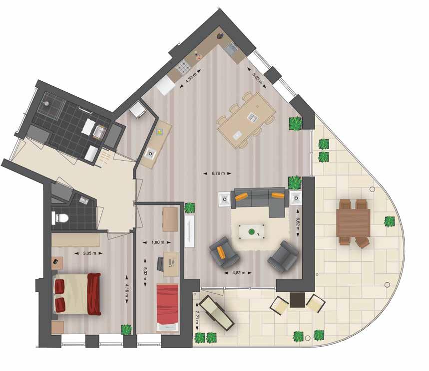 plattegrond driekamerappartement type C