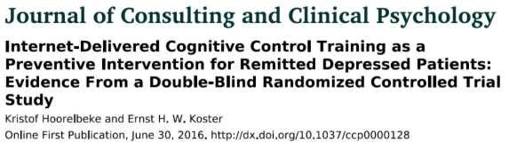 Cognitive Control Training related to internal information Paced Auditory Serial Addition Task Siegle, Ghinassi, &Thase, 2007,Cognitive Therapy and Research Cognitive Control Training related to