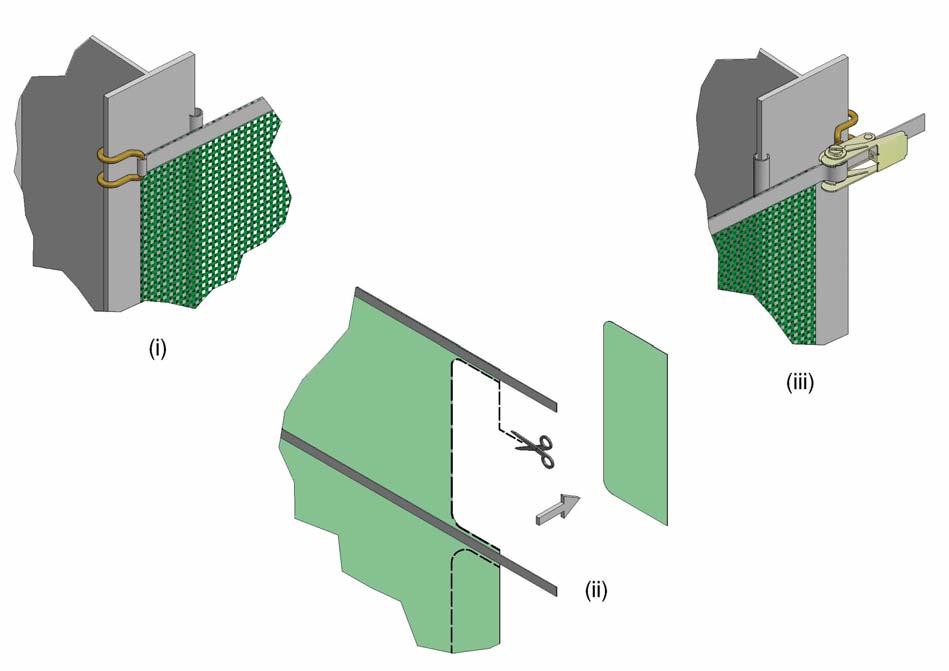 4. Til het scherm (A1) ter hoogte van de opening. De schermen dienen te worden verbonden van pilaar tot pilaar en mogen onder geen beding tussenpilaren of obstakels aanraken. 5.