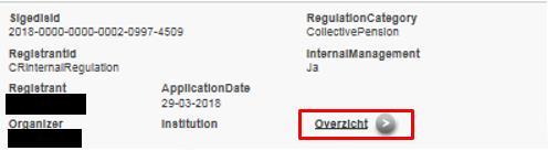 Selecteer de regeling die wil updaten en klik op overzicht. In het overzicht kan u dan op UpdateRegulation klikken. 5.