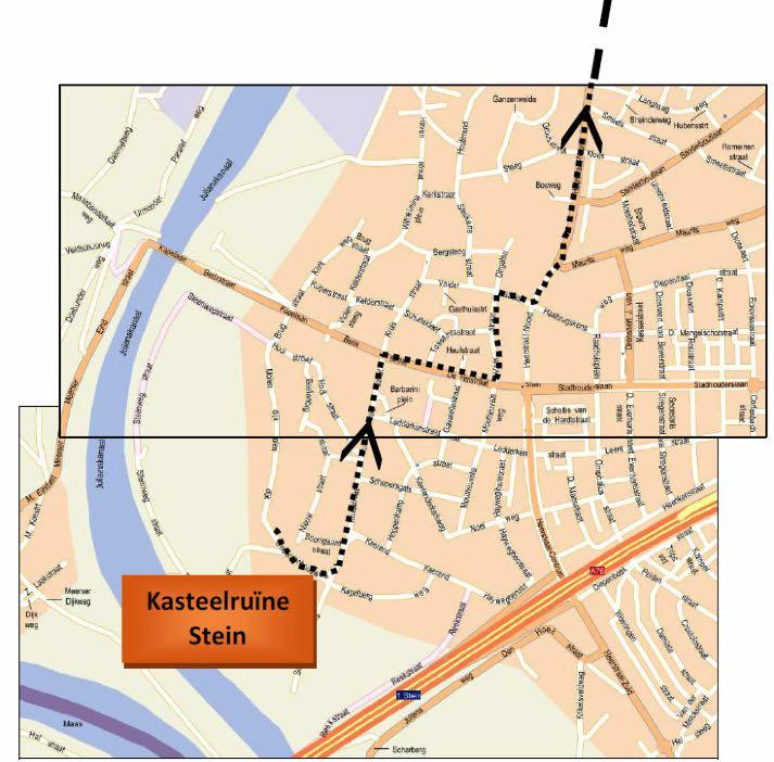 rechtsaf (Halstraat), tweede links (Vaarstraat), op kruispunt rechts (Valderstraat, en bij het winkelcentrum links (Heerstraat) en ruim 2