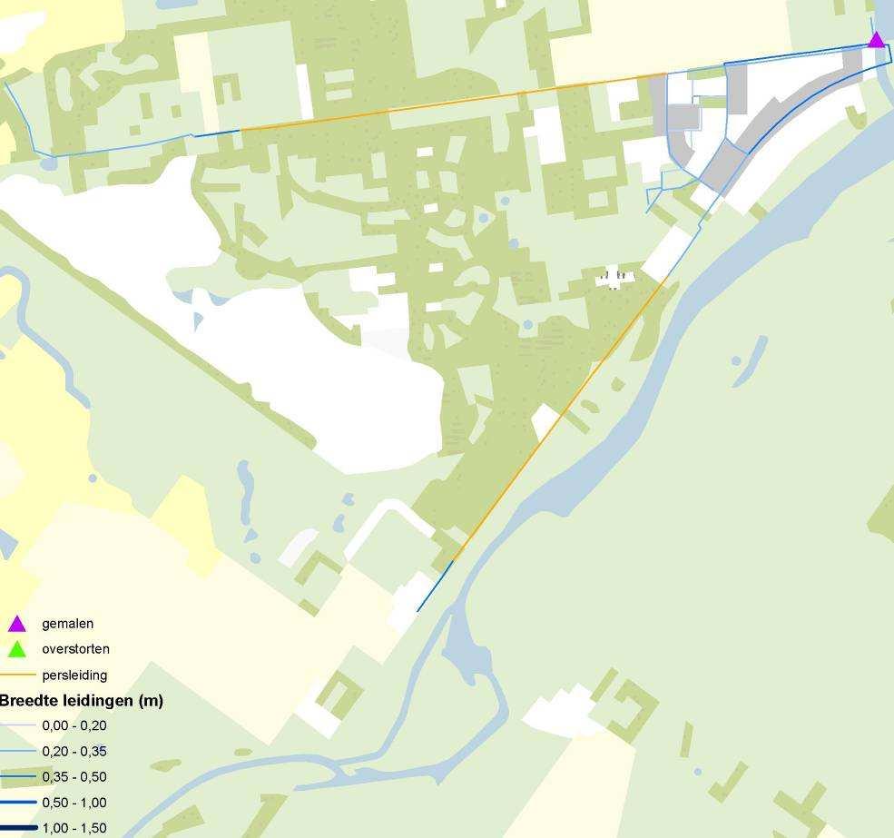 3.10.1 De Cocksdorp In De Cocksdorp wordt het water uit de buitengebieden met twee persleidingen in de kern zelf gepompt.