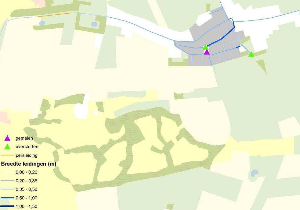 3.10.4 Den Hoorn In het rioleringstelsel van Den Hoorn prikt op twee punten drukriolering in: aan de Witteweg en aan de Mokweg.